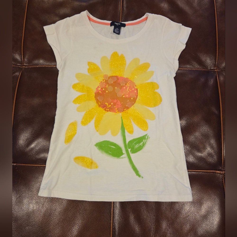 Gapkids White Sunflower T-Shirt Size Large